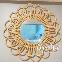 ราคา บ้านหวาย-กระจกกระจกหวายติดผนัง กระจกกรอบหวายFlower-2 (23287993306)
