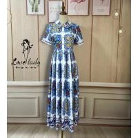 ราคา (xl,4xl) เดรสยาว เดรส d&g งานอลัง เดรสสีน้ำเงิน สวยๆ งานป้าย love lady (10194629275)