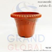 ราคา Triple-G กระถางต้นไม้ กระถางดอกไม้ กระถางพลาสติก ทรงกลม สีอิฐ ลายโรมัน 5 นิ้ว (13623256742)