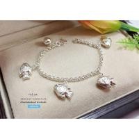 ราคา สร้อยข้อมือเงินแท้สำหรับเด็ก ลายผ่าหวายห้อยตุ้งติ้งปลาลาย 4 ตัว : (รหัส HB0096) (1587758153)