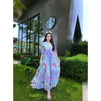 ราคา เดรสยาว งานอลัง ลายดอก สีม่วง รุ่นแม่ชม งานป้าย lovel lady (5133266489)