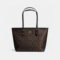 ราคา CITY ZIP TOTE IN SIGNATURE COACH F58292 IMITATION GOLD /BROWN/BLACK (932600733)