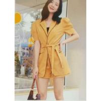 ราคา ชุดเซต2ชิ้น เสื้อสูทแขนสั้น+กางเกงเอวสูง มาพร้อมเข็มขัด (11846998415)