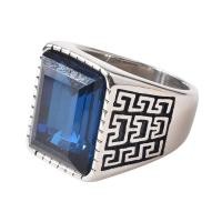 ราคา Men's fashion domineering square red green black blue zircon silver plated ring jewelry (2835054703)