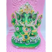 ราคา พระพิฆเนศปางรีนาโมจัน(ดูดทรัพย์) องค์เนื้อเรซิ่น สีเขียวเข้ม หน้าตัก5นิ้วสูง7นิ้วประดับตกแต่งองค์สวยงาม (24607451851)