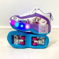 ราคา มีไฟ รองเท้าสเก็ต รองเท้าสเก็ต4ล้อ พับล้อได้ ลายแมว (24850763378)