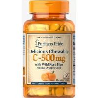 ราคา Puritan's Pride Chewable Vitamin C 500 mg with Rose Hips 90 chewable tablets วิตามินซี (11052874610)