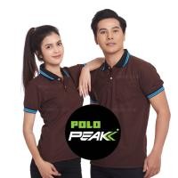 ราคา เสื้อโปโลสีน้ำตาล ปกดำเส้นฟ้าเขียว polopeak (9054628729)