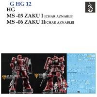 ราคา ดีคอลน้ำ [Ghost] HG 12 MS-05 ZAKU I / MG-06S ZAKU II CHAR AZNABLE HG 1/144 (HIQ) WATER DECAL GHG12 GHG 12 HG12 (7495208989)