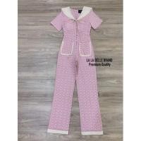 ราคา มือ 1 จั๊มสูทขายาว ผ้าฉลุสีชมพู Lalabelle (21326862809)