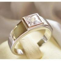 ราคา แหวนเพชรสี่เหลี่ยมเม็ดเดี่ยว (Emerald Cut) สีเงิน (5770572128)