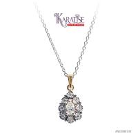 ราคา [เครื่องประดับแท้] จี้เพชรทรงหยดน้ำ น้ำหนักเพชรรวม 0.23 กะรัต ทอง 2 สี พร้อมสร้อยทองอิตาลี (White Gold - Yellow Gold) (18286568828)