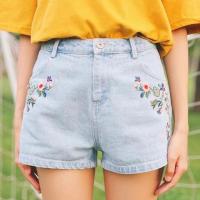 ราคา กางเกงยีนส์ขาสั้น ปักลายดอกไม้ (1014170062)