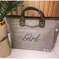 ราคา กระเป๋าถือผ้าแคนวาส หูกระเป๋ามาพร้อมโซ่ สามารถปักชื่อได้ (12336031988)