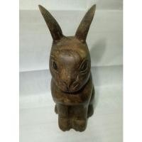 ราคา กระต่ายไม้แกะสลัก สูง9 นิ้ว งานทำมือ ของเก่า 30 ปี (18276896878)