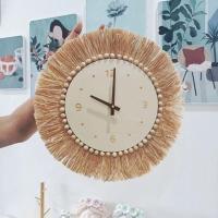 ราคา นาฬิกาไม้ ประดับใบหญ้า แต่งห้องสไตล์มูจิ มินิมอล นอร์ดิก (23176465998)