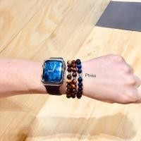 ราคา สร้อยข้อมือหินนำโชคไทเกอร์อายสีน้ำตาล สีแดง สีน้ำเงิน หินแท้จากแอฟริกาขนทด 8 มม (2008926572)