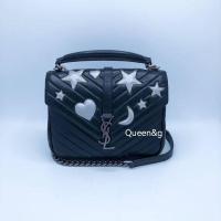 ราคา สวยมากๆ YSL college crossbody กระเป๋าแบรนด์เนม สะพาย มือสอง หนังแท้ สีดำ คล้องแขน brandname vintage (25850603592)