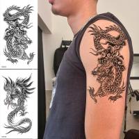 ราคา สติกเกอร์รอยสักชั่วคราว ลายมังกร ดอกไม้ สีดํา สําหรับผู้ชาย ผู้ใหญ่ (18385901526)