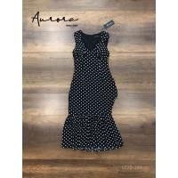 ราคา SALEป้ายAURORA_เดรสยาวสีดำลายจุดผ่าข้างSIZE:M (4078170103)