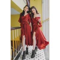 ราคา ส่งต่อ FLAT2112 FT73 : RUFFLE SILK WRAP สีแดงเรดไวน์ (2271956713)