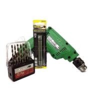 ราคา Hitachi สว่าน ไฟฟ้า 10 มม รุ่น D10VST+ KUGEL ดอกสว่าน 13 ตัว/ชุด + SURETORQ ดอกไขควง 110 มม / 2 ดอก#527 (603000058)