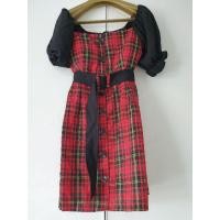 ราคา ชุดเดรสสั้น แขนตุ๊กตา สีแดง สก๊อต (3018860833)