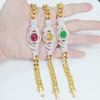 ราคา สร้อยมือพลอยสีทรงลูกตา ล้อมเพชร cz สายเลส ชุบทองไมครอนหน้าขาว ราคาพิเศษ (17323527155)