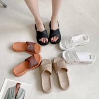 ราคา รองเท้าแตะแบบสวม พื้นหนา สีพื้นน่ารักสไตล์เกาหลี A93 (23347320802)