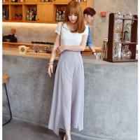 ราคา กางเกงแฟชั่น สไตล์เกาหลี เอวสูงกางเกงเอวสูงขาแหวกข้างผ้าชีฟอง907 (5315665390)