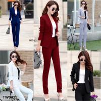 ราคา ชุดสูท เสื้อคอปก + กางเกงผ้ามอสเครป ลุคเรียบร้อย (16701976180)