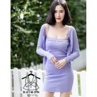 ราคา ชุดเซ็ท เซ็ทไหมพรม เดรสสายเดี่ยว-เสื้อคลุม ไหมพรม เดรสไหมพรม เดรสสายเดี่ยว สีเขียว (5667676301)