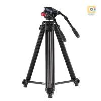ราคา Andoer Professional Aluminum Alloy Video Camera Tripod with Dual Handled Fluid Hydraulic Head for DSLR Camera Camcorder Max Height 180cm/72" Max Load 8kg (23751246862)