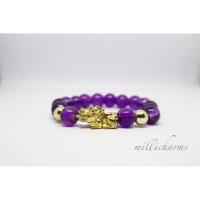 ราคา กำไลปี่เซียะลูกปัดแก้วสีม่วง (1390344509)