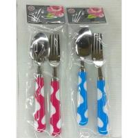 ราคา ชุดช้อน-ส้อมคู่ ด้ามลาย คละสี (1699525101)