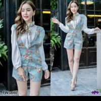ราคา ชุดจั้มสูทลายดอกสีเขียวมิ้น (2059163231)