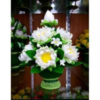 ราคา ดอกไม้ดินปั้น ดอกบัวไหว้พระ ดอกบัวบูชาพระ  ดอกบัวดินปั้น ดอกบัวปลอม พานพุ่มดอกบัว ดอกไม้ปลอม ดอกไม้ประดิษฐ์ ของแต่งบ้าน (14449364273)