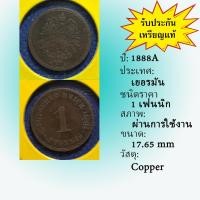 ราคา No.61218 ปี1888A GERMANY เยอรมัน 1 PFENNIG เหรียญสะสม เหรียญต่างประเทศ เหรียญเก่า หายาก ราคาถูก (19082748571)