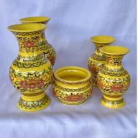 ราคา แจกัน ลาย ดอกบัวแจกันเซรามิคจีน แจกันสีเหลืองทองแจกัน ใส่ดอกไม้มงคล สูง6”8”พร้อมส่ง (18952002942)