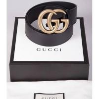 ราคา Gucci 4CM Width Smooth Caflskin Belt with Gold Double G Buckle Black 2017 (2832573884)