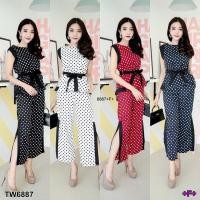 ราคา JB6887 Set 2 ชิ้น ลายจุดเสื้อหางปลา+กางเกงขาบาน+สายผูกเอว (3129948314)