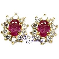 ราคา ต่างหูพลอยทับทิมแท้ ล้อมเพชร CZ เกรด Premium เสมือนเพชรแท้ (1346005354)