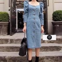 ราคา เดรสยีนส์ แขนยาว ผูกโบว์ (1852593802)