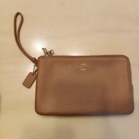 Coach F87587 Double Zip Wallet In Polished Pebble Leather Imitation กระเป๋าสตางค์