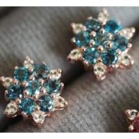 ราคา ตุ้มหูพลอยแท้ London blue ชุบทองคำแท้ (2838510121)