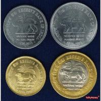 ราคา เหรียญกษาปณ์ อินเดีย INDIA ครบชุด 4 เหรียญ ใหม่เอี่ยมแกะถุง 100% UNC รูปเสือ ที่ระลึก 50 ปีธนาคารกลาง 1-10 รูปี ปี 2010 (13375090306)