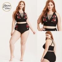 ราคา BikiniTime (XL-4XL) ชุดว่ายน้ำแฟชั่นสาวอวบ สาวอ้วน บิกินี่ทูพีซสีดำ อกมีระบาย สาวบิ๊กไซส์ (SB05) (2337577938)