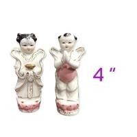 ราคา 4* กิมท้ง-เง็กนี้ง ลูกศิษย์เจ้าแม่กวนอิม สีขาว-ชมพู (กว้าง1นิ้ว สูง4นิ้ว) เป็นงานกังไส นำเข้าจากประเทศจีน ปลุกเสกจากวัดม (13681729586)