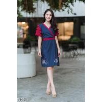 ราคา พร้อมส่ง สินค้าใหม่มือ 1 Dress Worldเดรสผ้าพื้นสีชมพูแขนระบายชั้นๆสีแดง (1610219096)