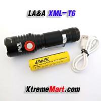 ราคา ชุดเซตไฟฉายพกพา LA&A CREE XM-L T6 แสงขาว 2 โหมด ชาร์จ USB(ไม่ซูม) (1889035199)